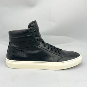 Koio Mens 45 12 Primo Onyx Black Italian Leather High Top Sneakers Casual Shoes